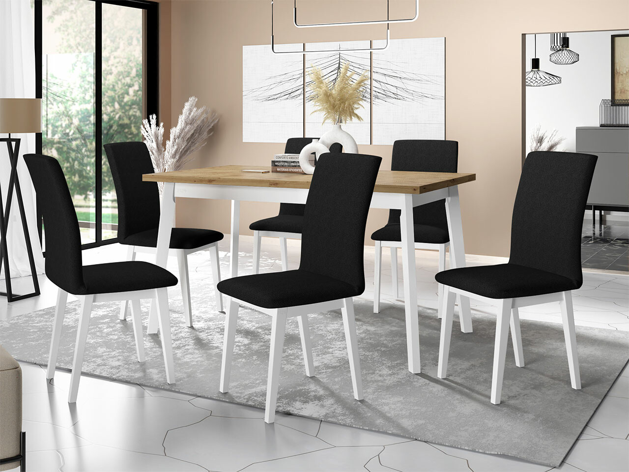 Set sala da pranzo Victorville 285 (Rovere Artisan + Bianco)