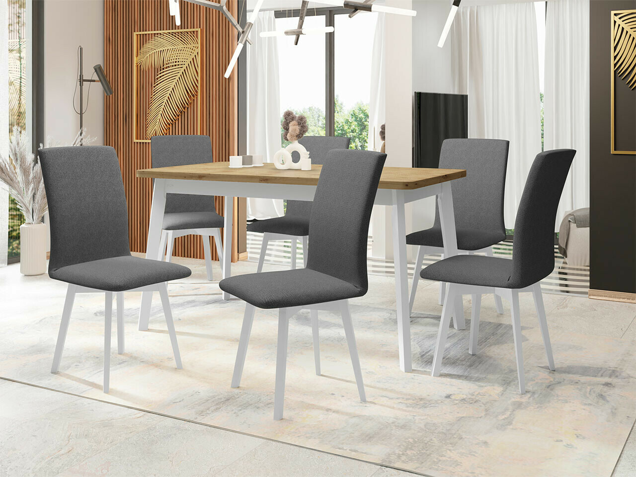 Set sala da pranzo Victorville 291 (Rovere Artisan + Bianco)