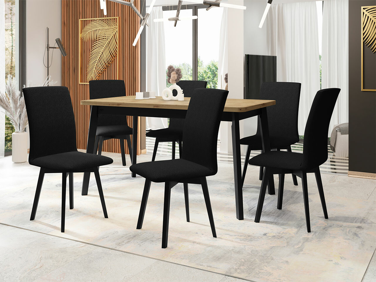 Set sala da pranzo Victorville 292 (Rovere Artisan + Nero)