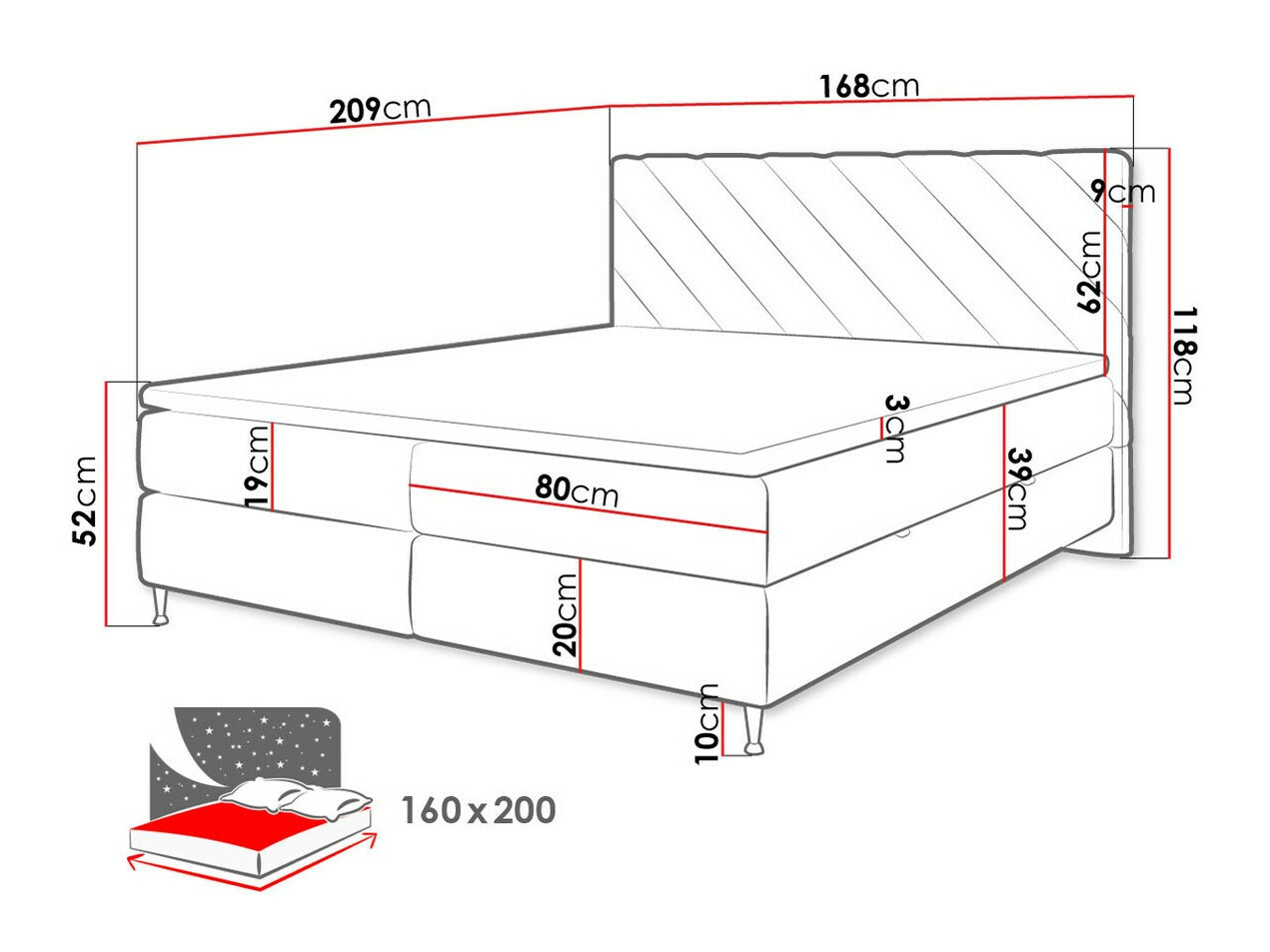 Letto continentale ComfiDream Onaona (Fresh 1)