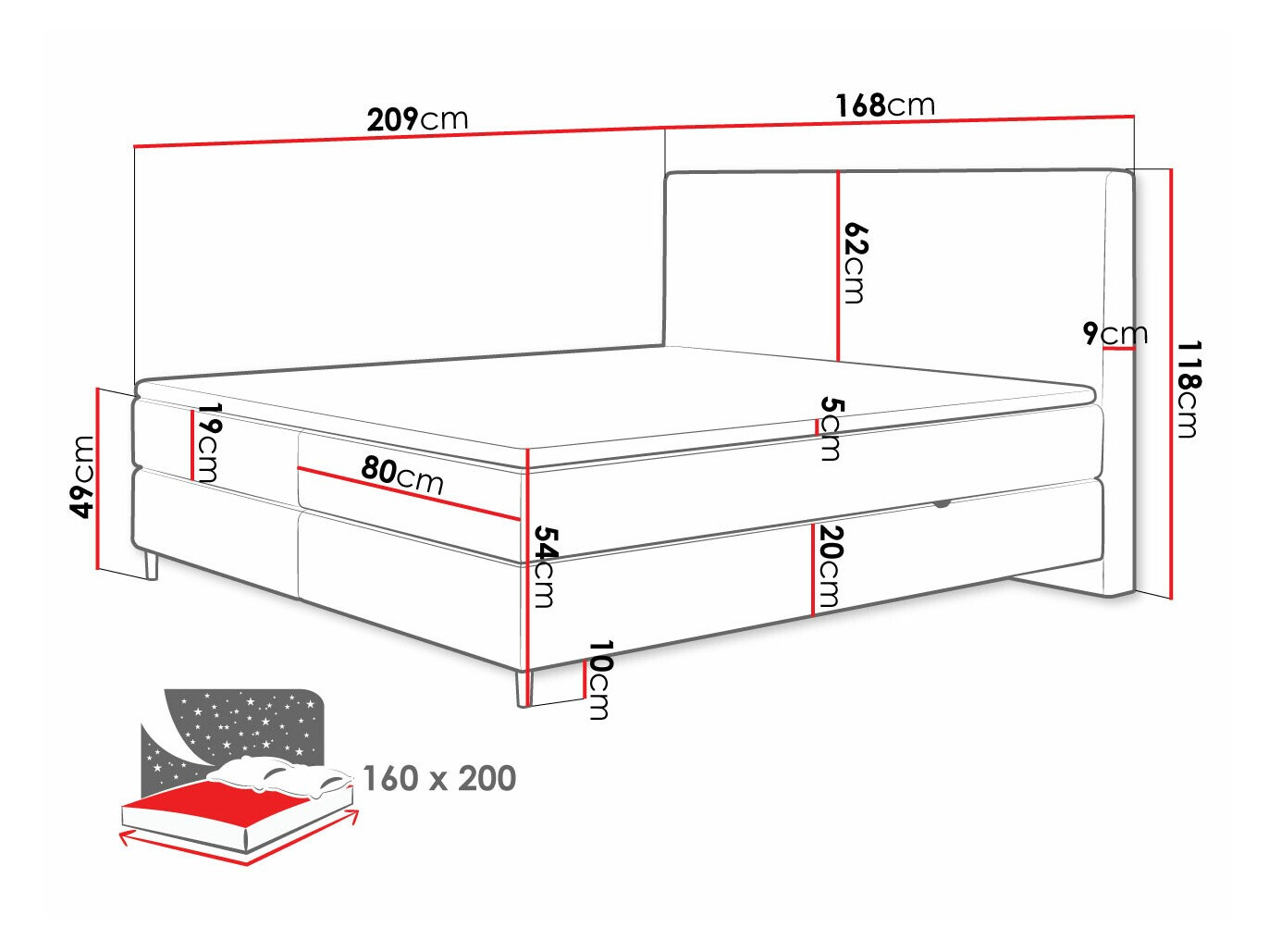 Letto continentale ComfiDream Miraara (Poso 05 + Kronos 05)