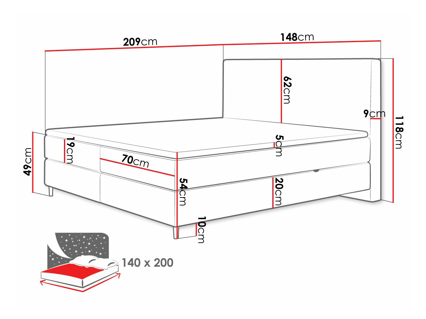 Letto continentale ComfiDream Miraara (Poso 100 + Paros 01)