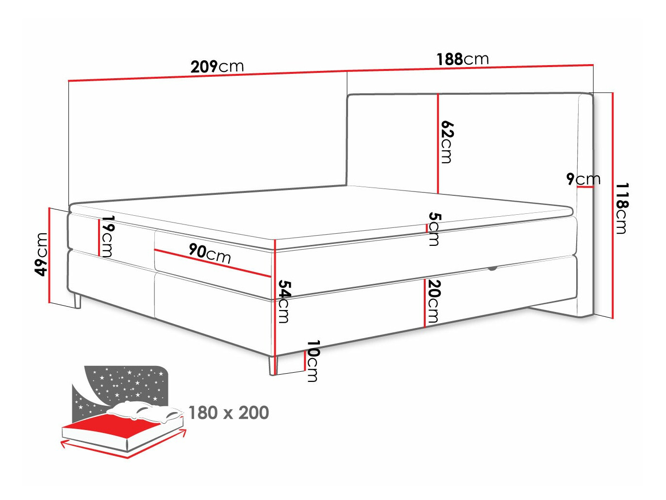 Letto continentale ComfiDream Miraara (Poso 27 + Kronos 27)
