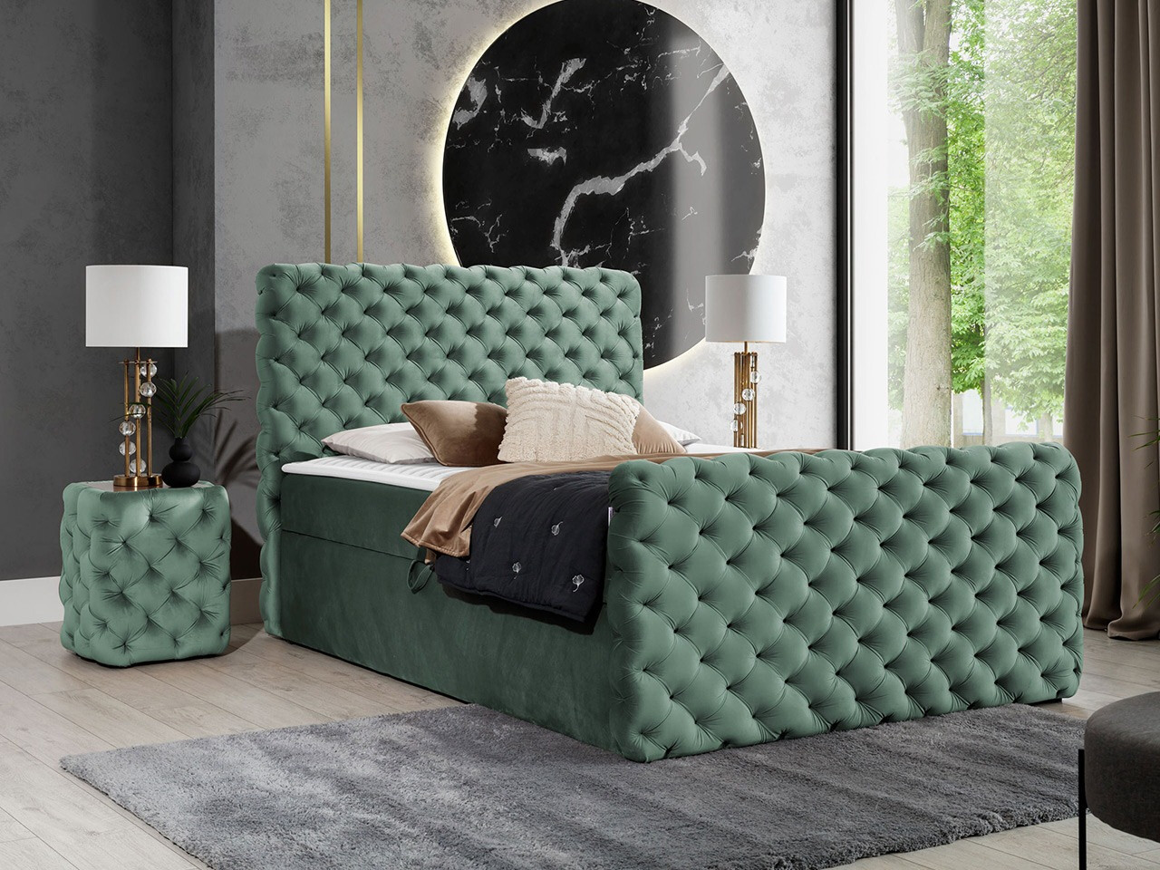 Letto continentale Lac I (Velluto 13)