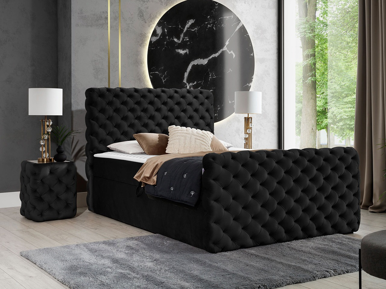 Letto continentale Lac I (Velluto 20)