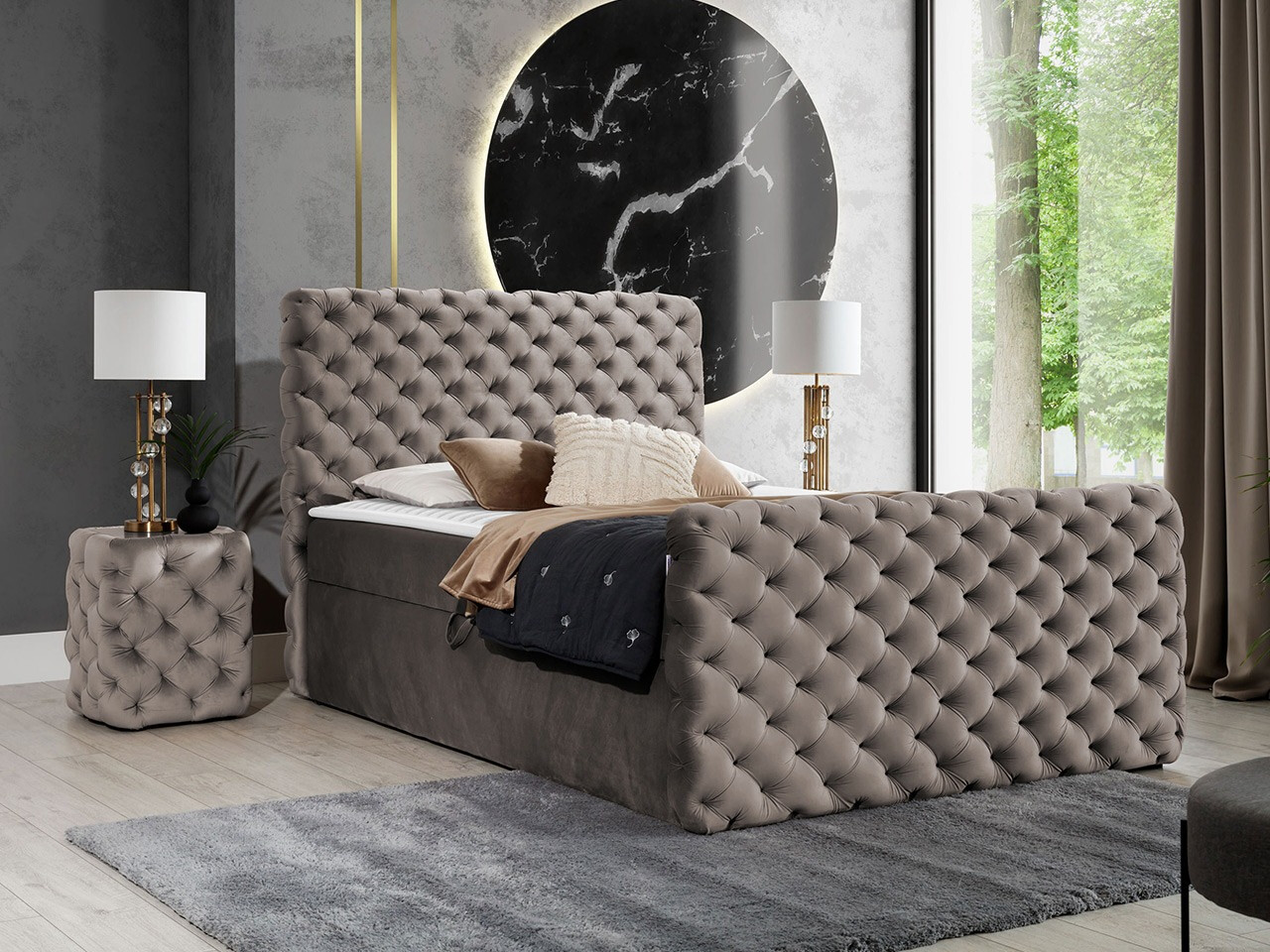 Letto continentale Lac I (Velluto 29)