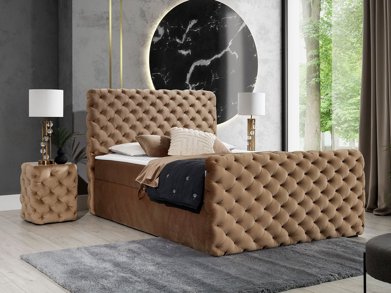 Letto continentale Lac I (Velluto 30)
