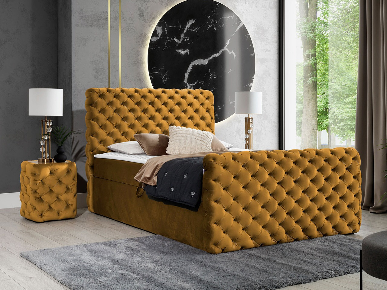 Letto continentale Lac I (Velluto 8)