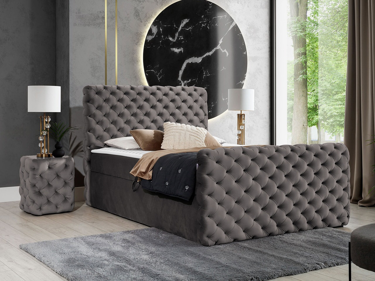 Letto continentale Lac I (Velluto 17)