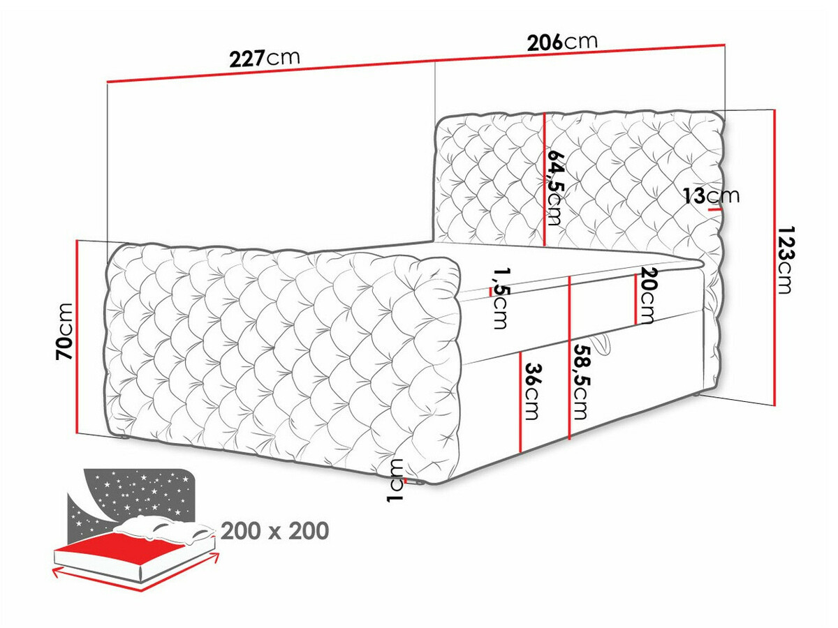 Letto continentale Lac I (Velluto 13)