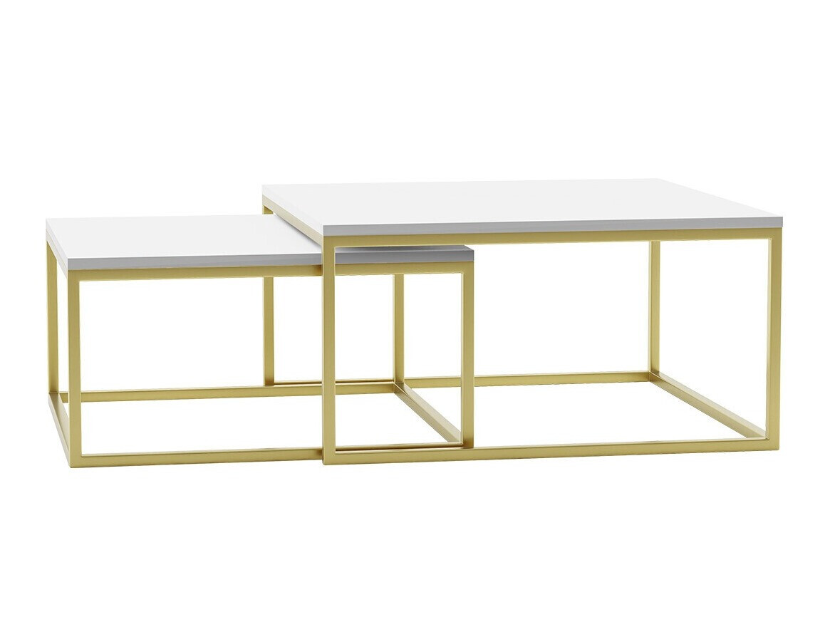 Set tavolino da caffè Oswego 102 (Bianco + D'oro)