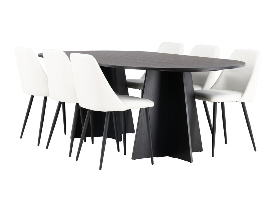 Set sala da pranzo Dallas 4020 (Bianco + Nero)