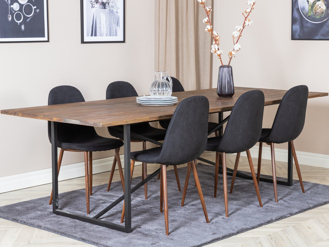Set sala da pranzo Dallas 4076 (Nero + Noce)