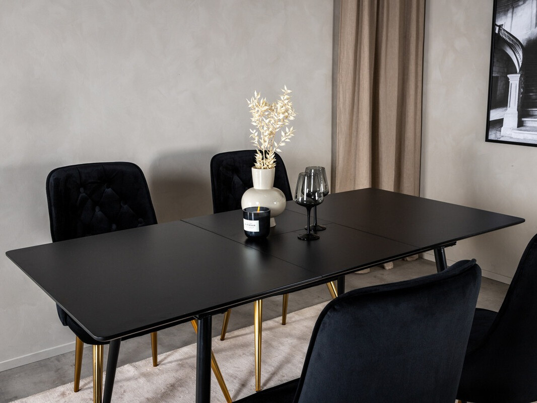 Set sala da pranzo Dallas 1522 (Nero + D'oro)
