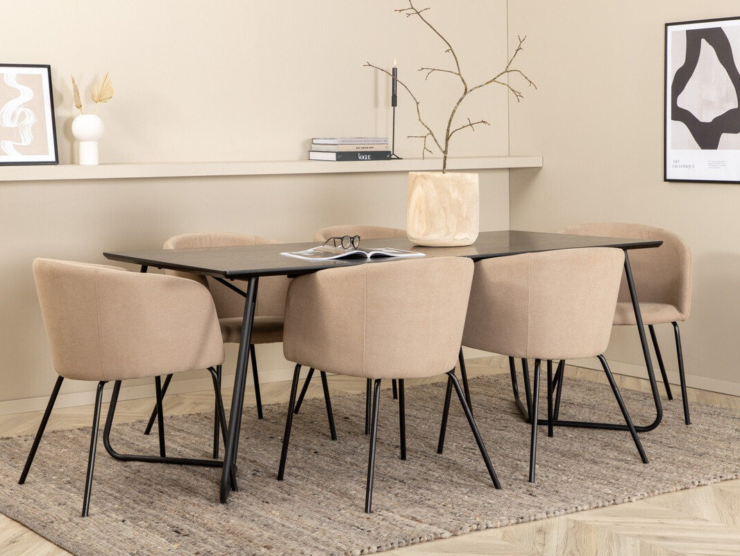 Set sala da pranzo Dallas 2569 (Beige + Nero)