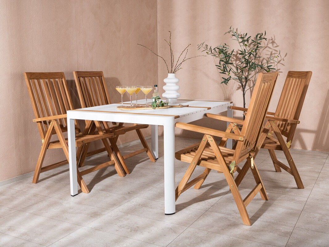 Tavolo e sedie set Dallas 4090 (Bianco + Marrone)