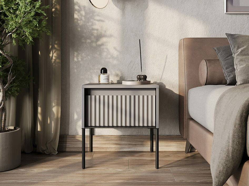 Comodino Fernolu 111 (Grigio + Nero)