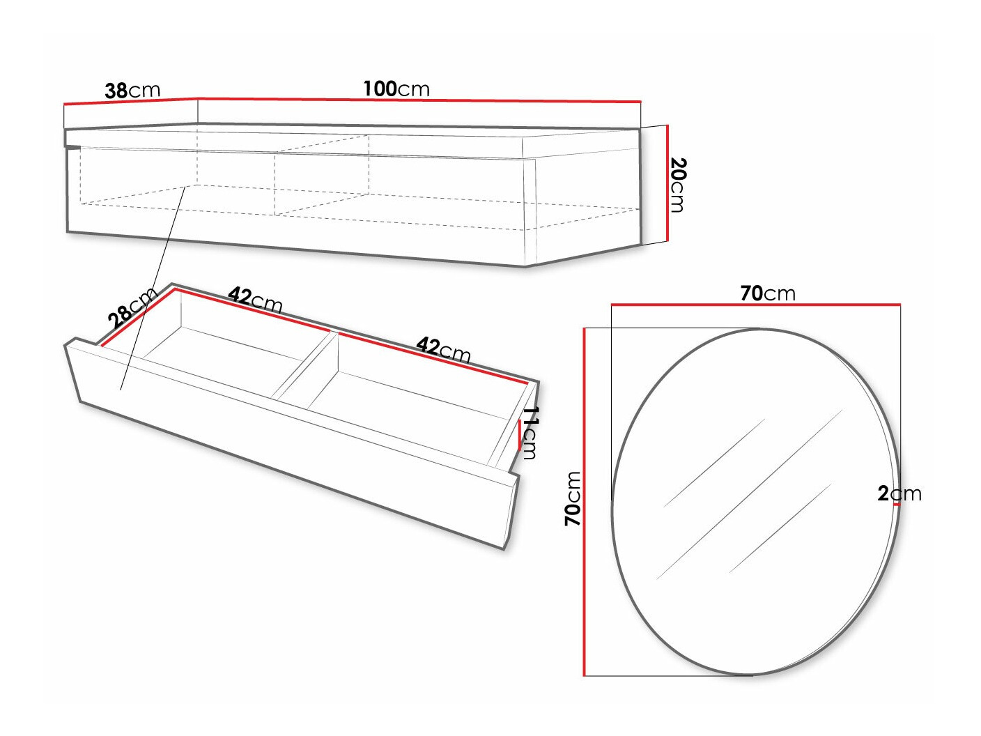 Specchiera Delpher I (Bianco + Bianco lucido)