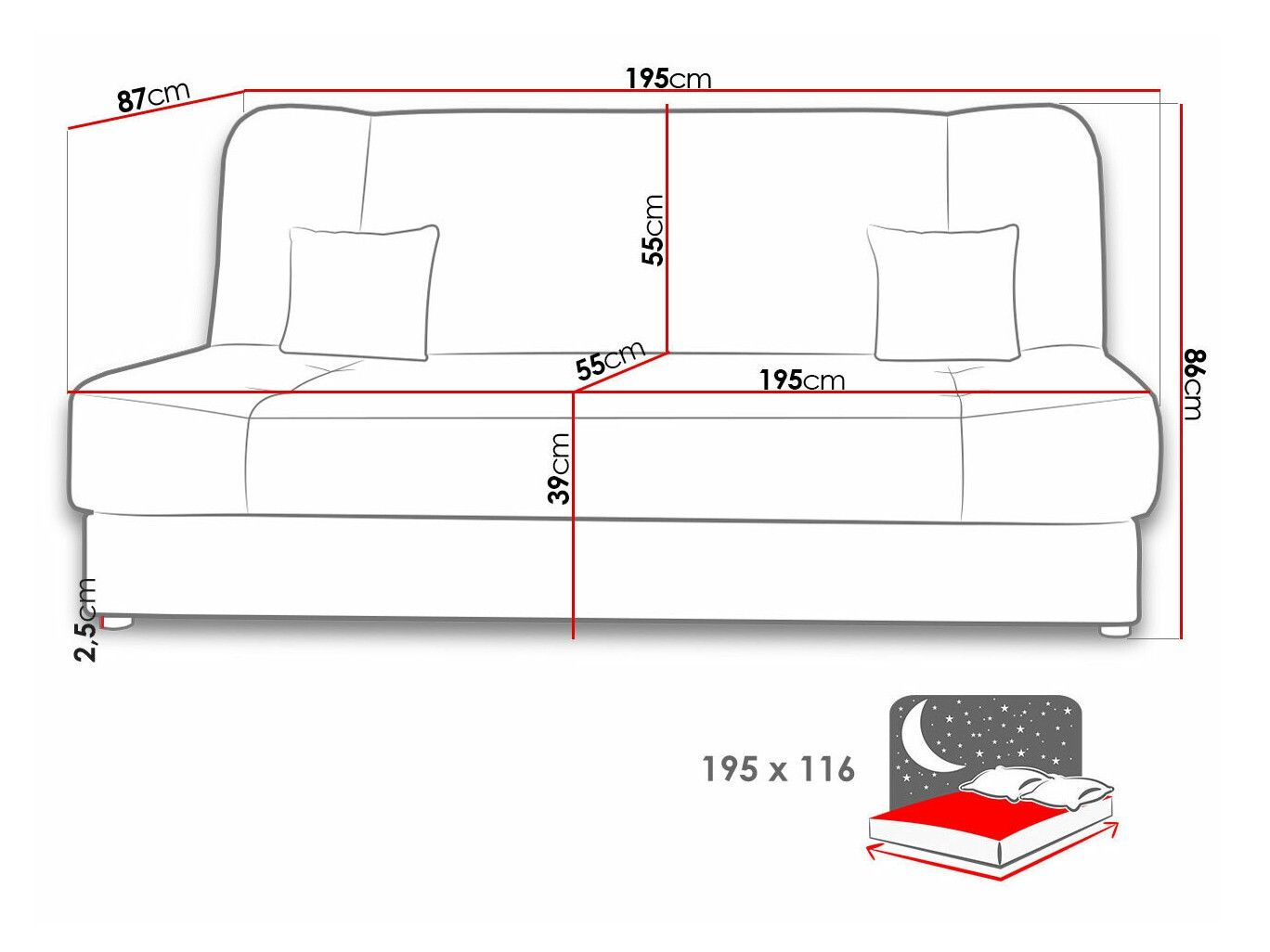 Divano letto Comfivo Cera III (Poso 100)