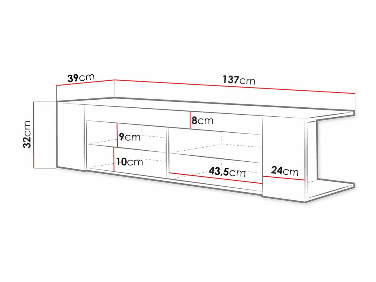 Mobile porta TV Ver (Nero + Nero lucido)