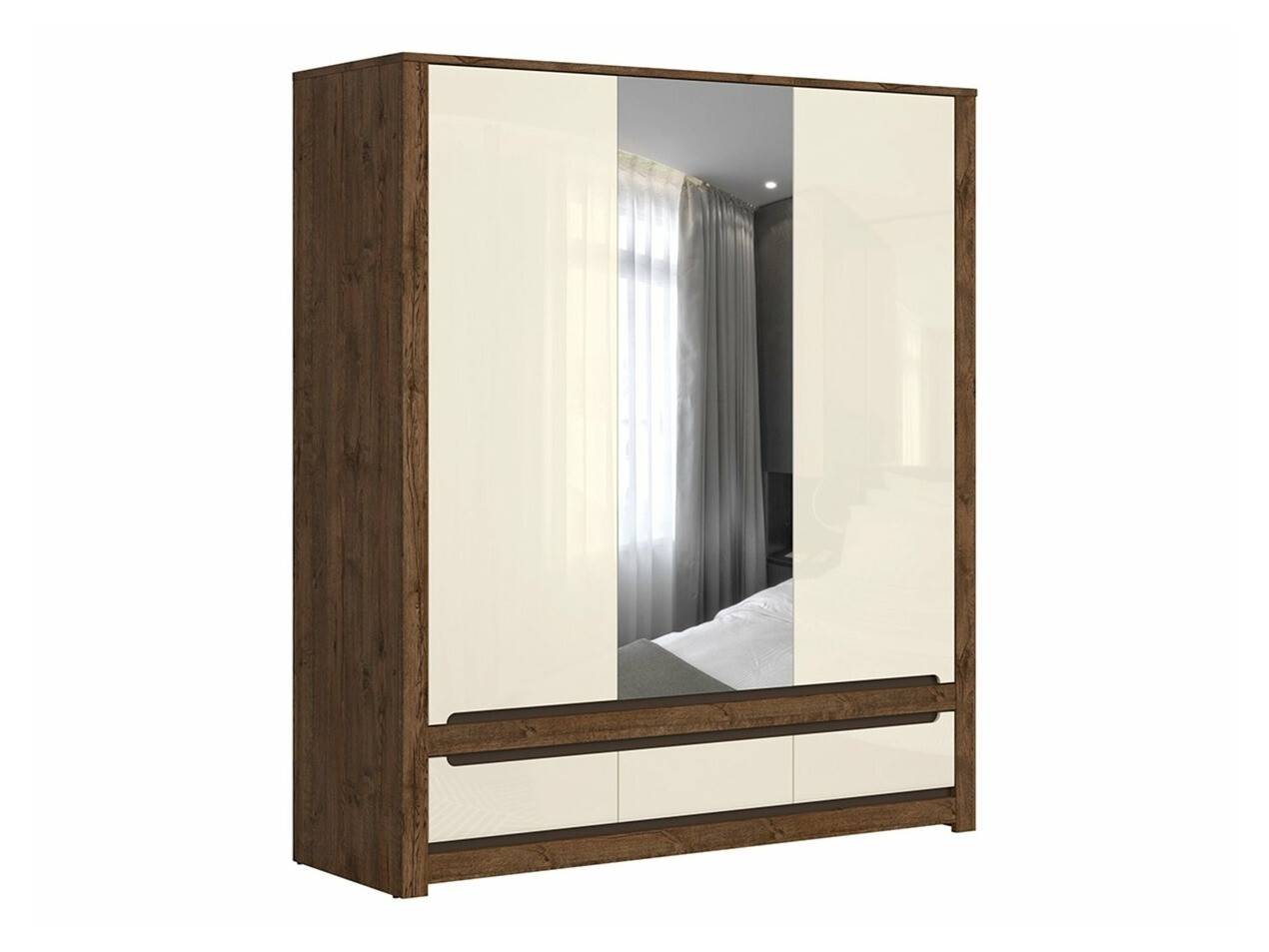 Armadio Ophevaru 114 (Crema lucida + April quercia)