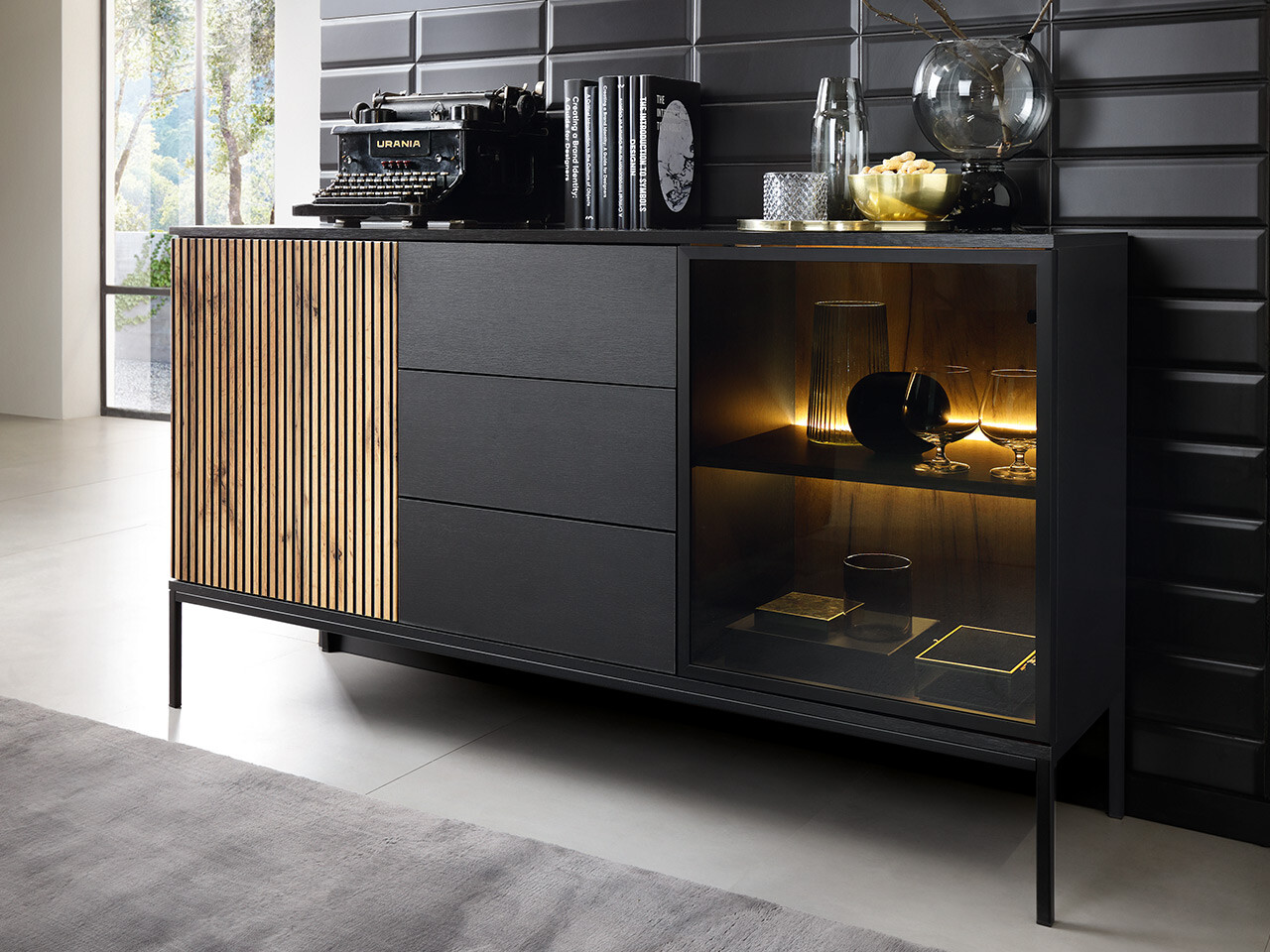 Cassettiera Soferi 108 (Nero + Quercia di Wotan)