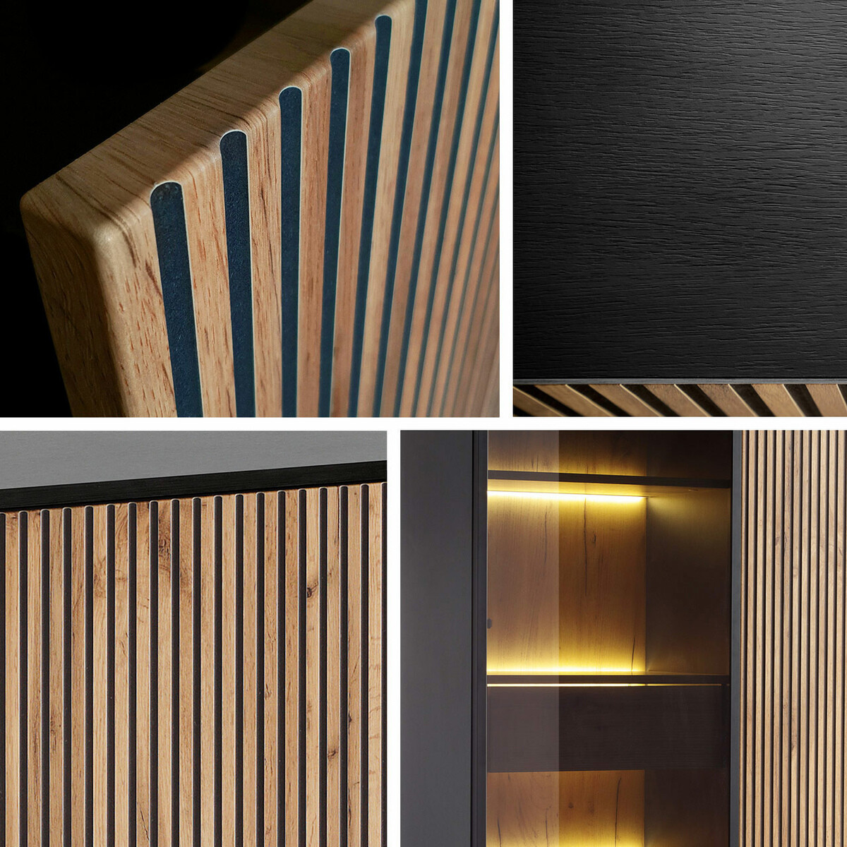 Mobile porta TV Manal (Nero + Quercia di Wotan)