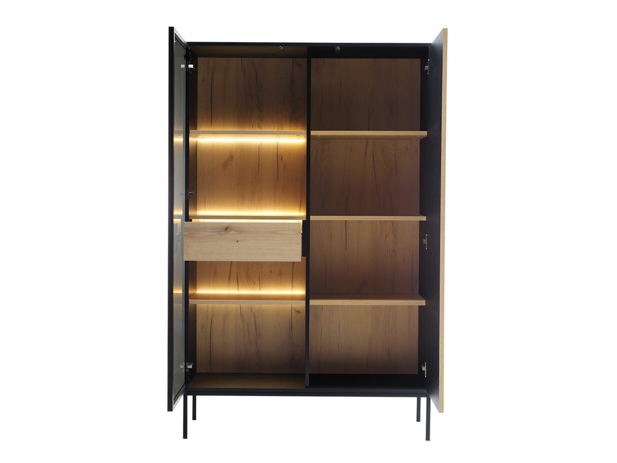 Parete attrezzata Manal I (Nero + Quercia di Wotan)