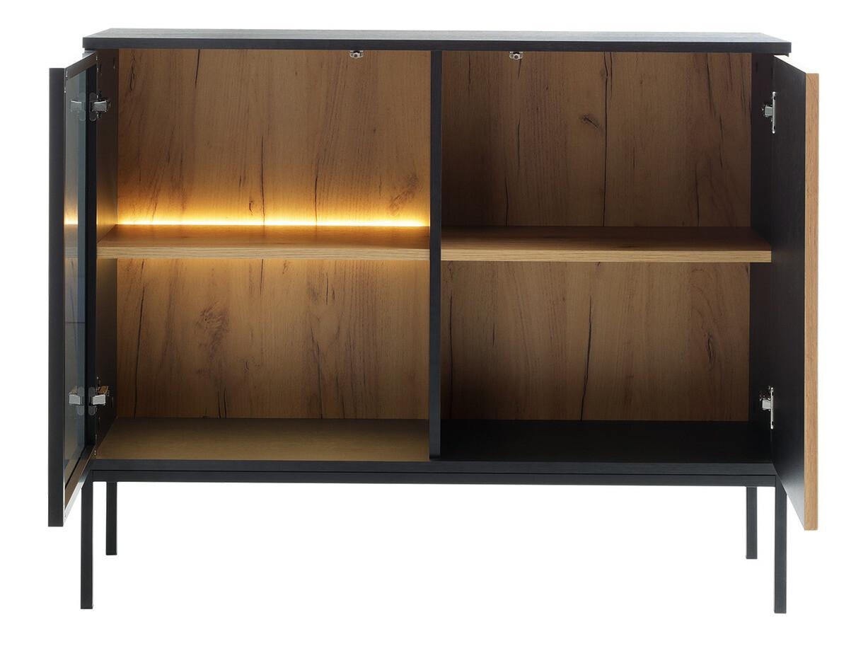 Parete attrezzata Manal (Nero + Quercia di Wotan)