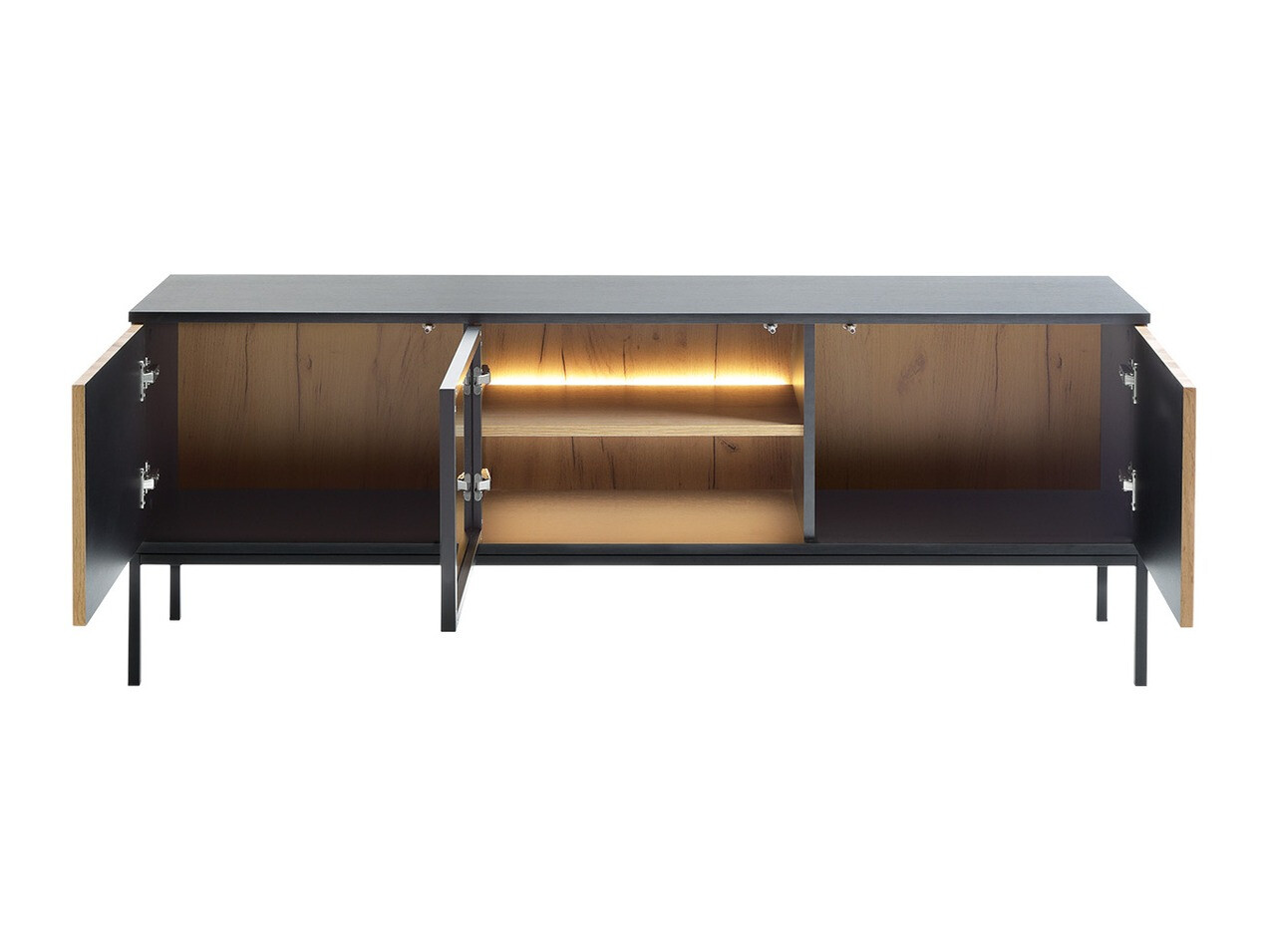 Parete attrezzata Manal (Nero + Quercia di Wotan)