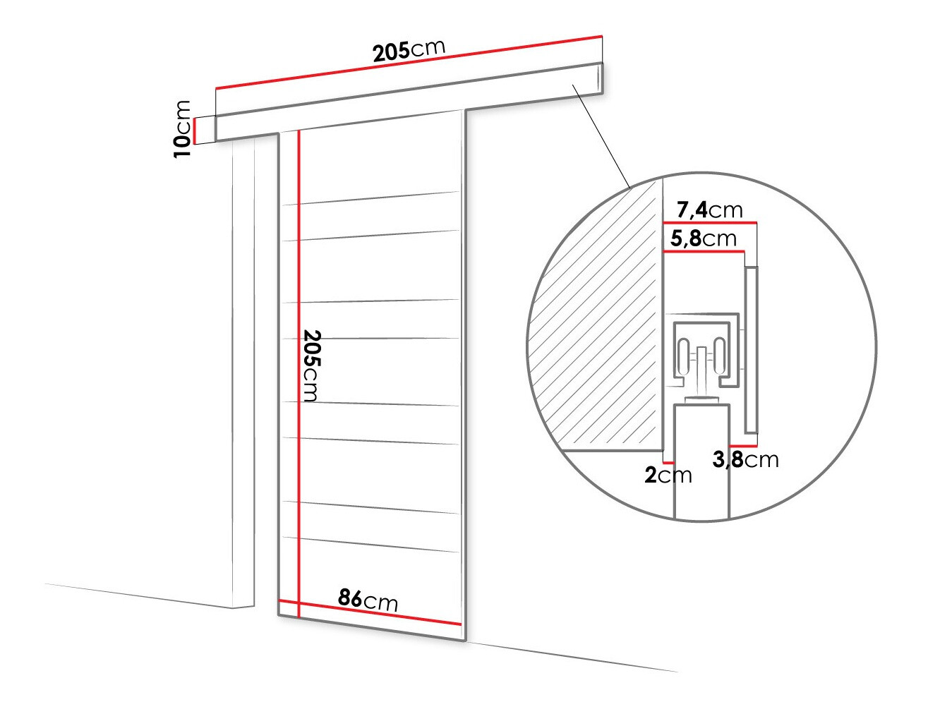 Porte scorrevoli Closico Materia V (Bianco + Nero)