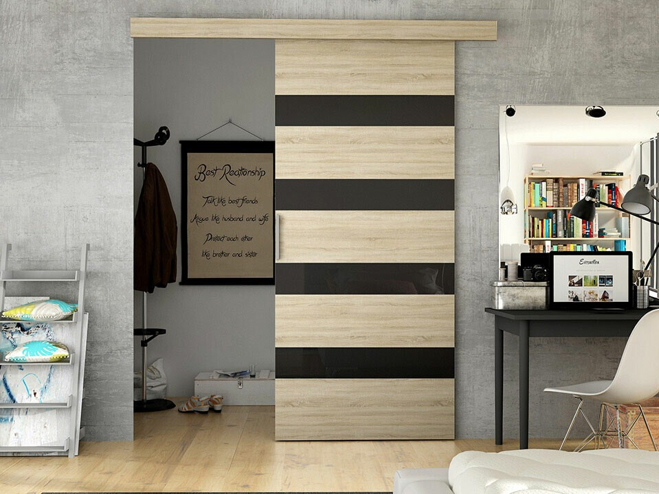 Porte scorrevoli Closico Materia V (Sonoma quercia + Nero)