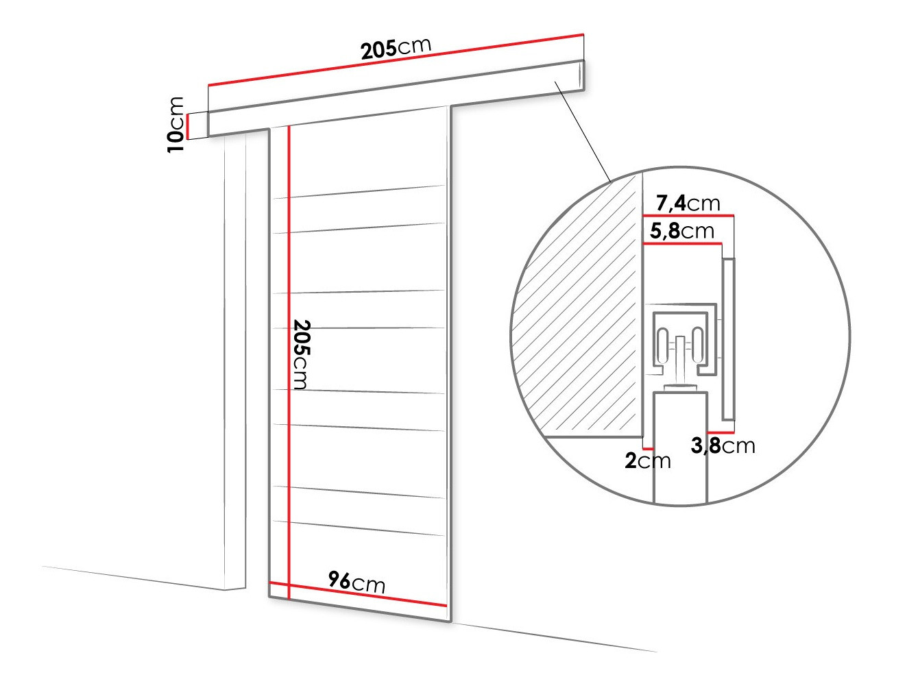 Porte scorrevoli Closico Portalis V (Bianco + Nero)