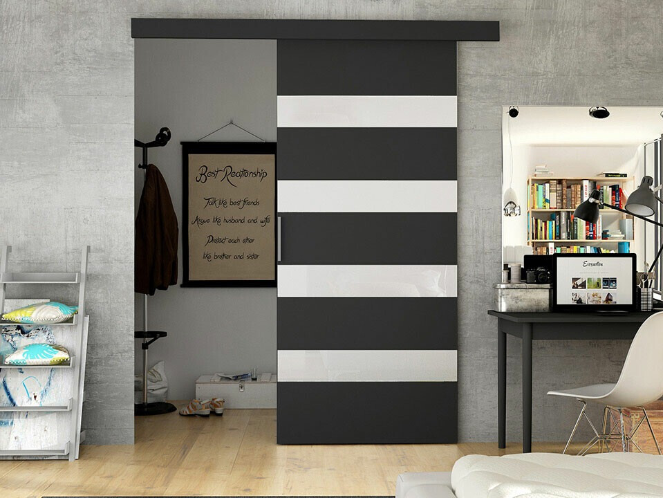 Porte scorrevoli Closico Portalis V (Nero + Bianco)