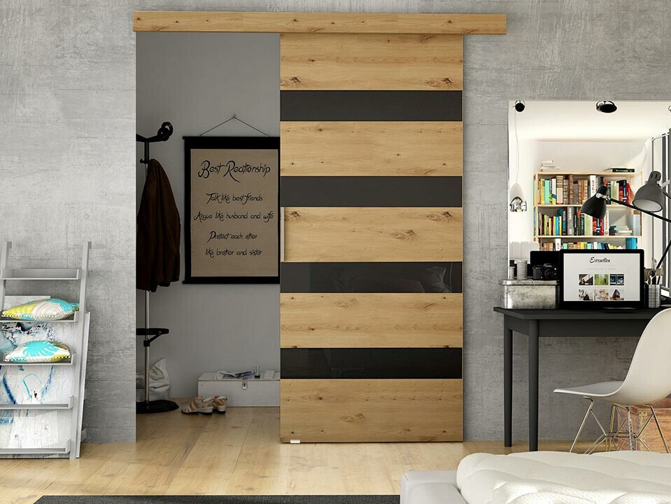 Porte scorrevoli Closico Fundus V (Rovere Artisan + Nero)