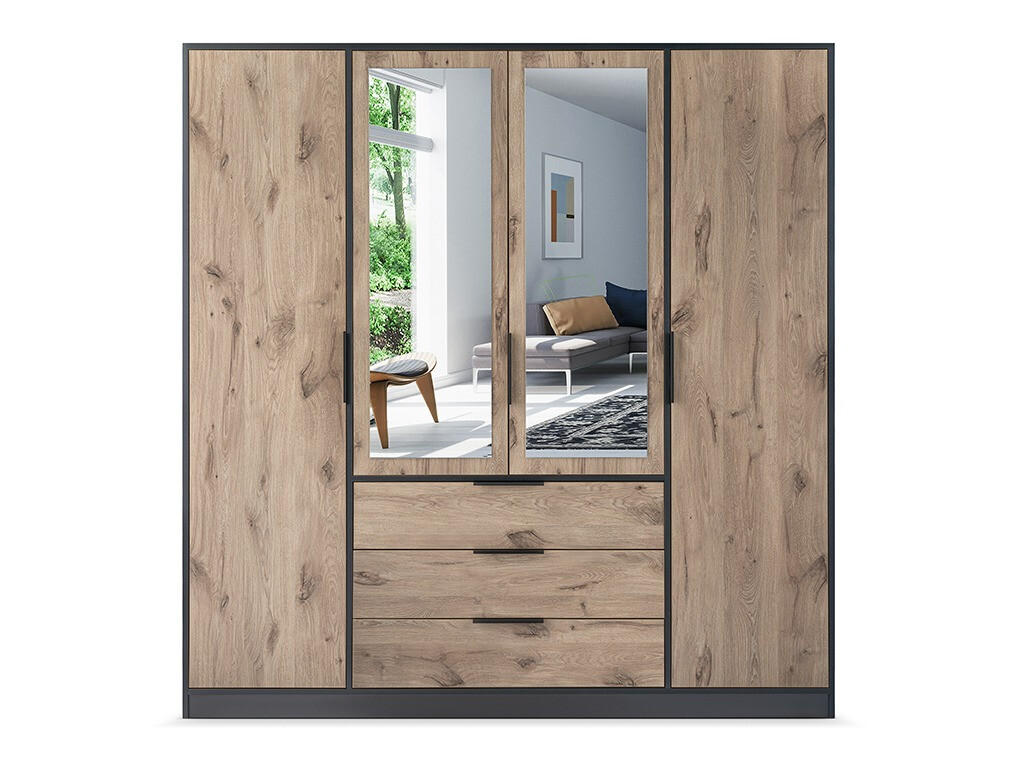 Armadio Ophdome 115 (Rovere moro + Nero)