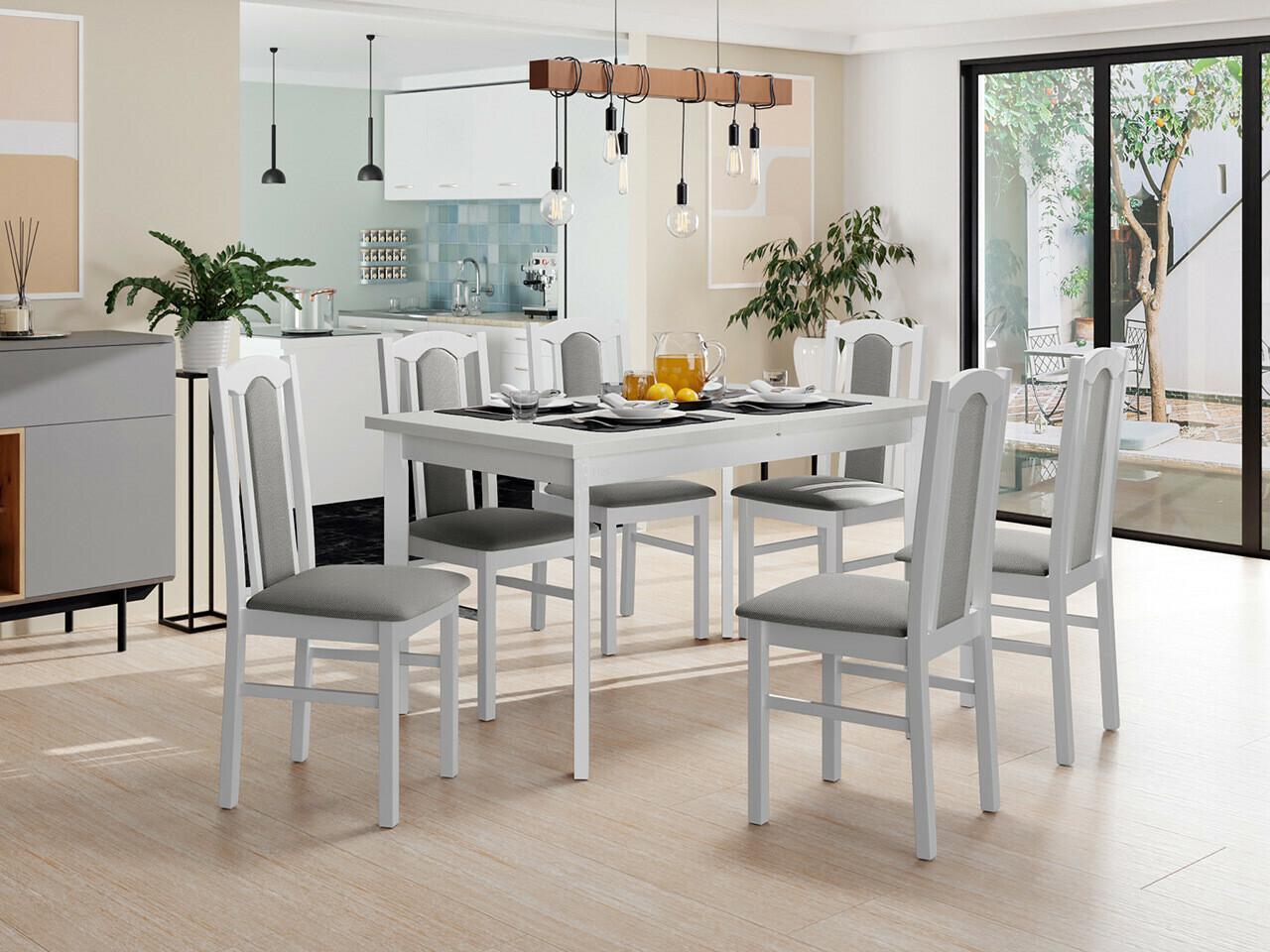 Set sala da pranzo Victorville 313 (Bianco)