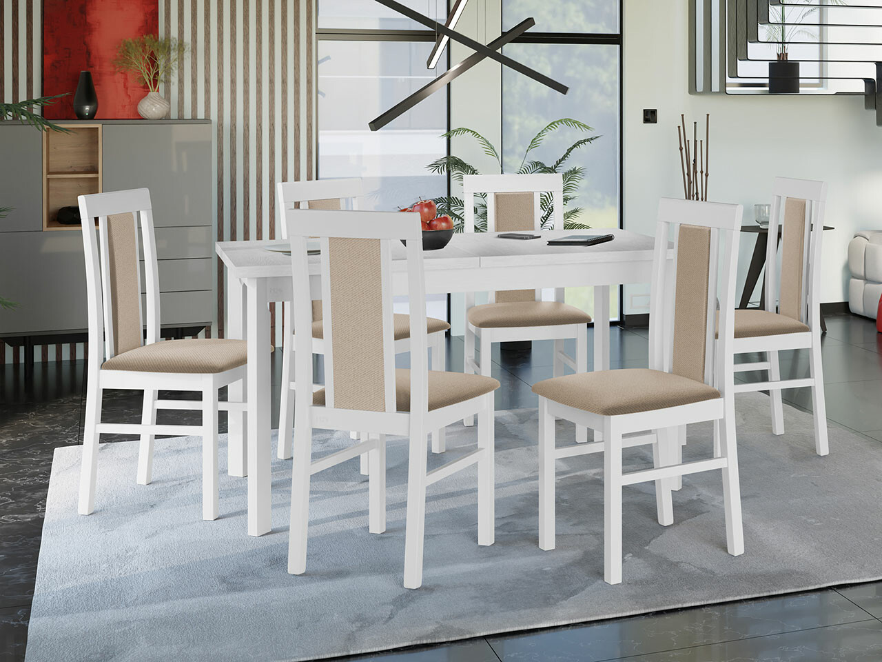 Set sala da pranzo Victorville 315 (Bianco)