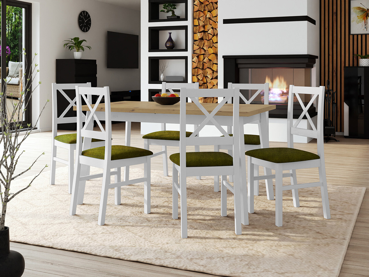 Set sala da pranzo Victorville 316 (Bianco)
