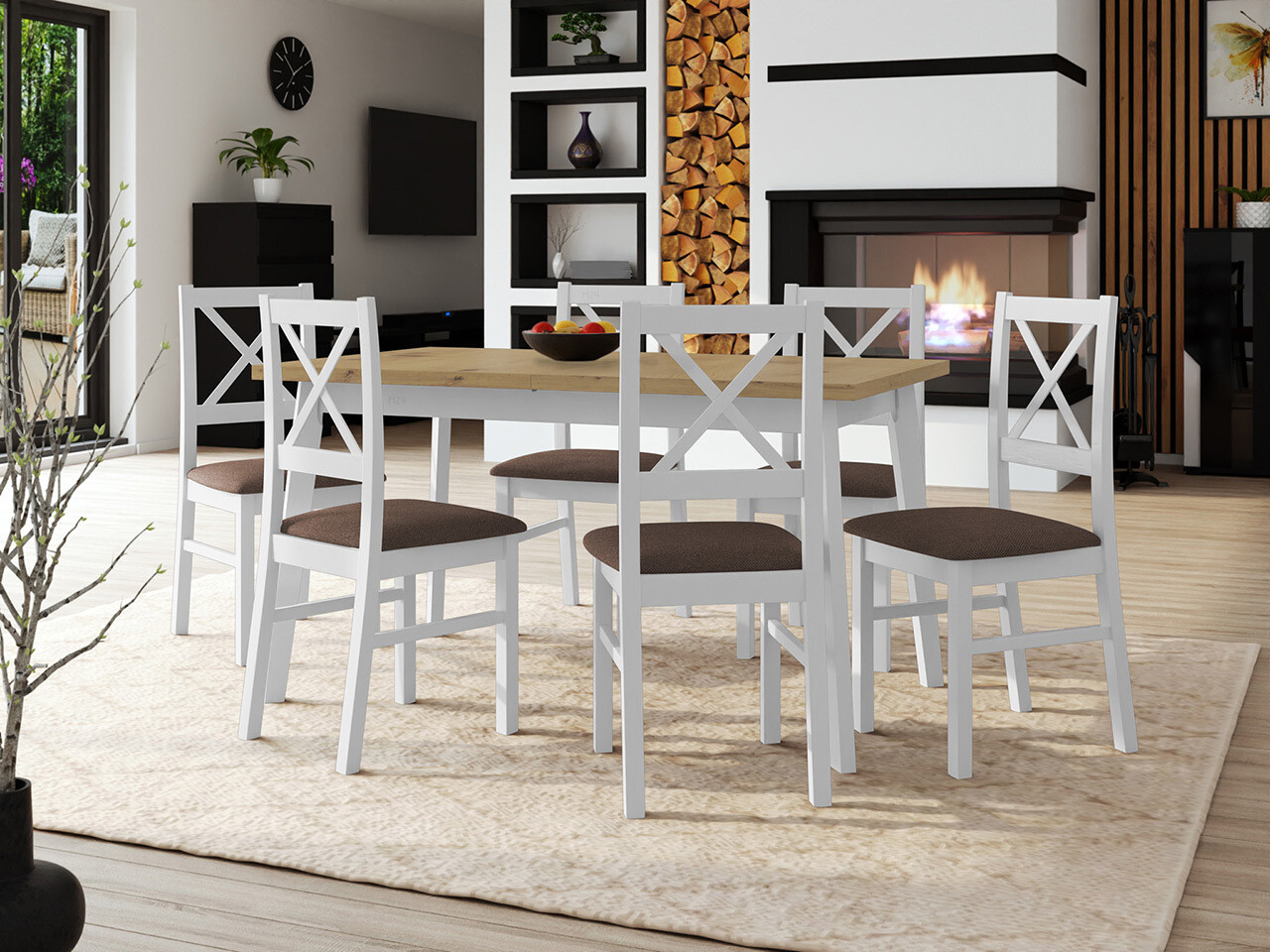 Set sala da pranzo Victorville 316 (Bianco)