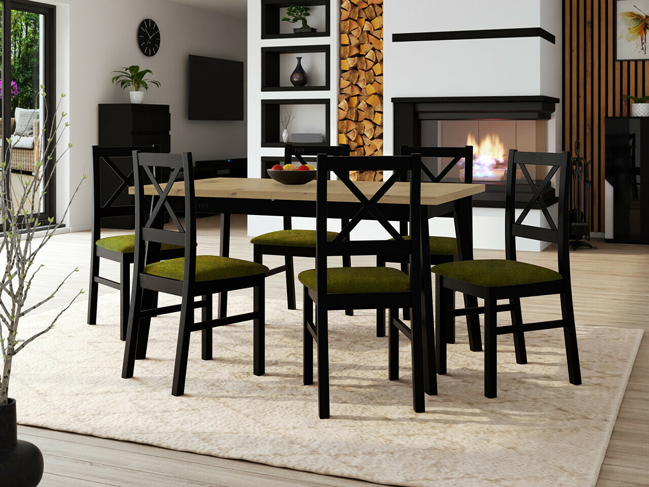 Set sala da pranzo Victorville 316 (Nero)