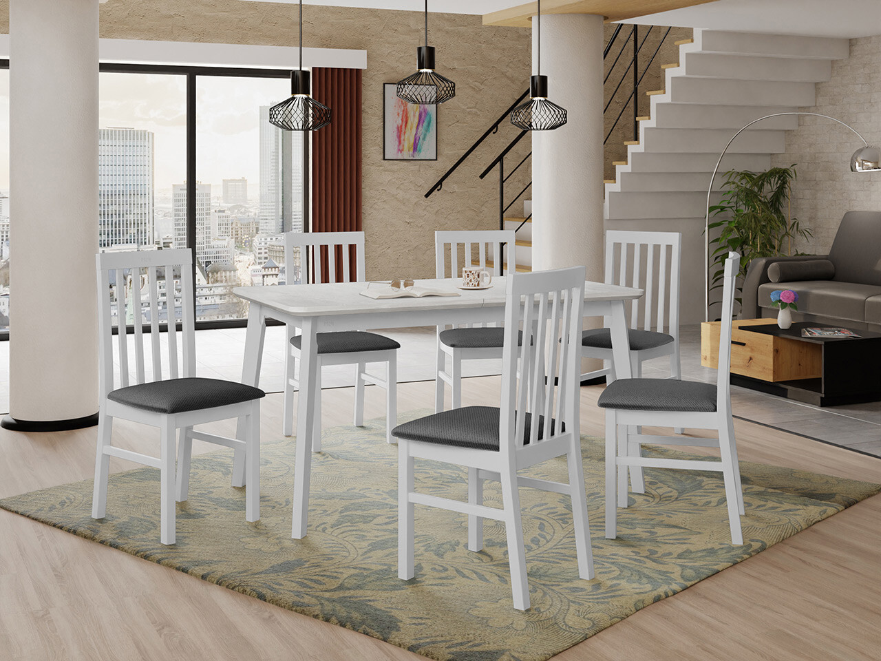 Set sala da pranzo Victorville 267 (Bianco)