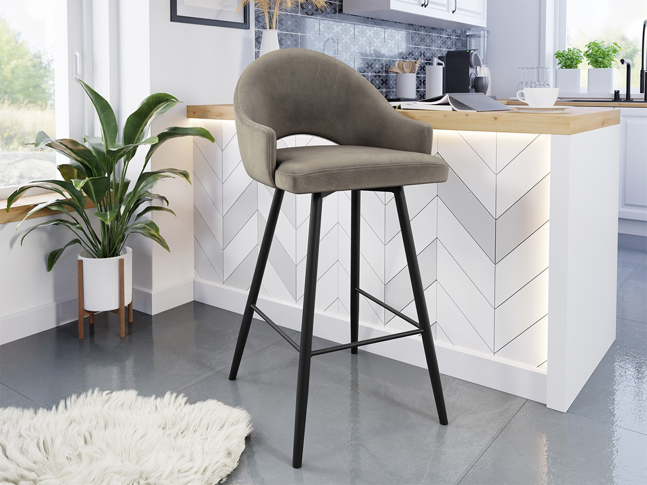 Sgabello da bar Jackson 103 (Nero + Magic Velvet 2209)