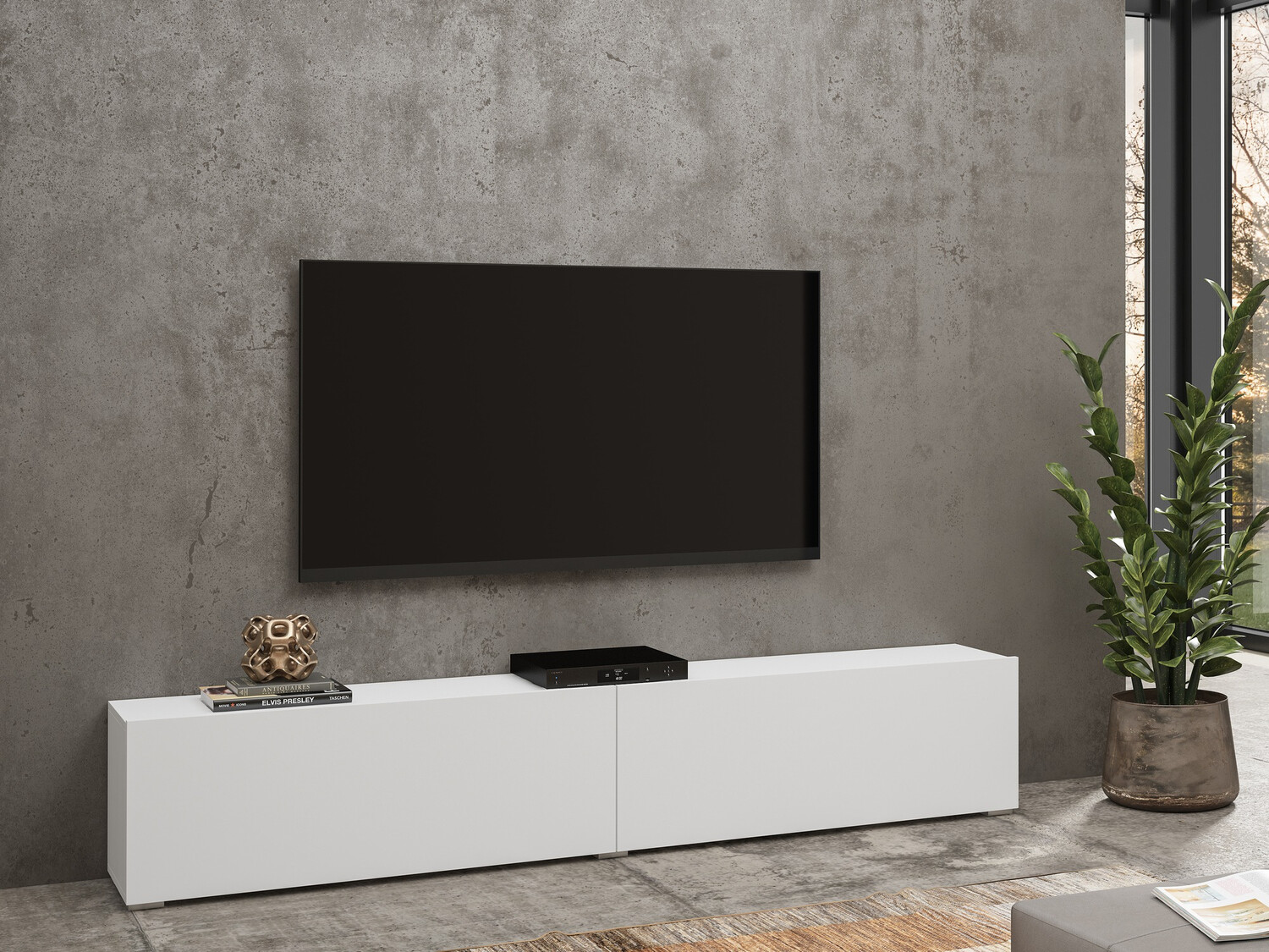 Mobile porta TV Revmiru 104 (Bianco + Quercia di Wotan)