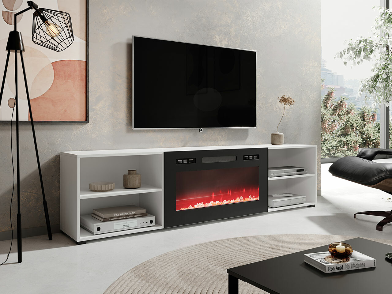 Mobile porta TV Charlotte 191 (Bianco + Nero)