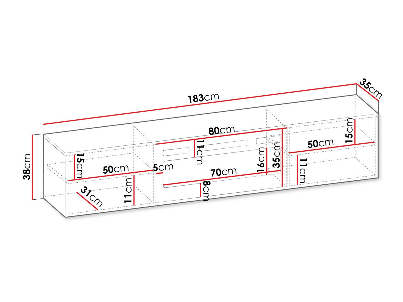 Mobile porta TV Mensura (Nero)