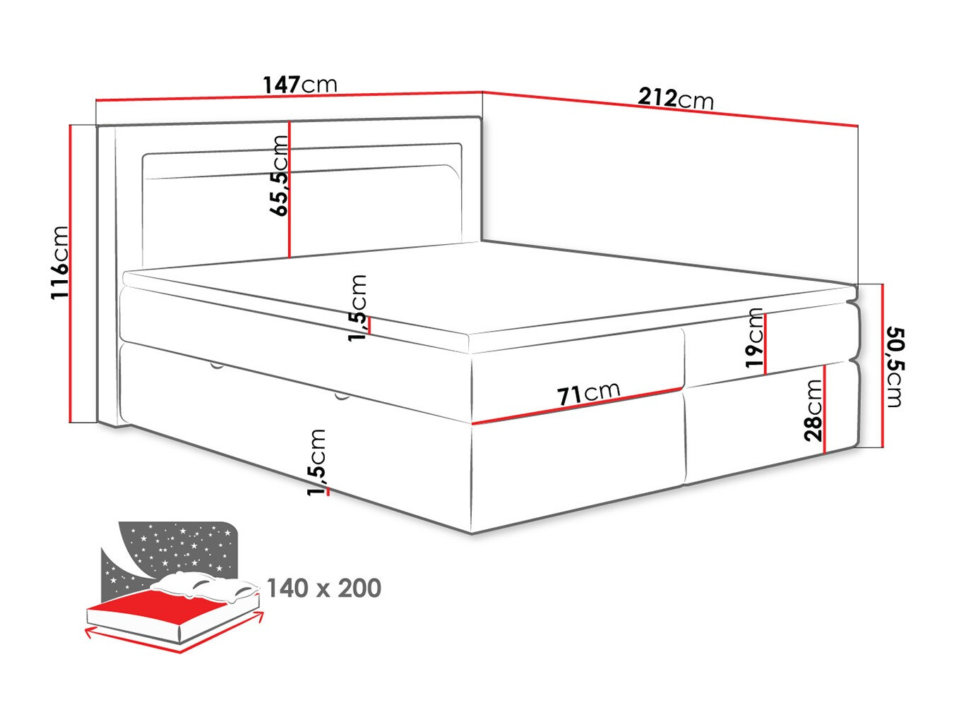 Letto continentale ComfiDream 181 (Soft 017)