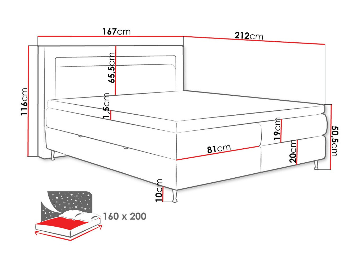 Letto continentale ComfiDream Celara (Fresh 11)