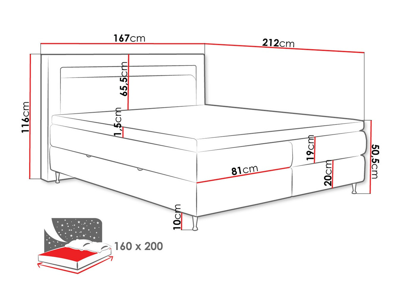 Letto continentale ComfiDream Celara (Fresh 13)