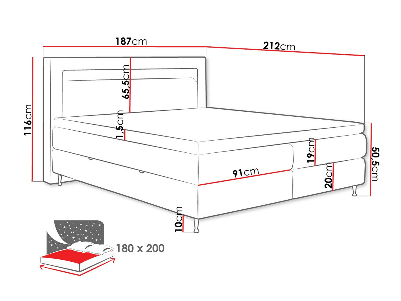 Letto continentale ComfiDream Celara (Fresh 13)
